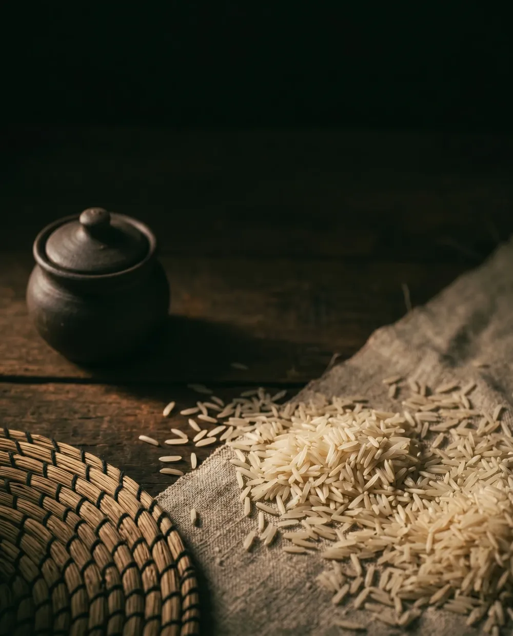 Illustrative close-up of uncooked rice in a bowl